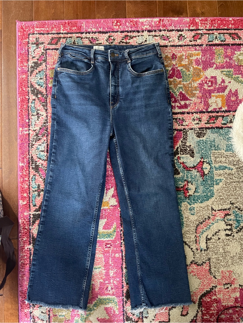 Pilcro Wide-Leg Dark Blue Denim Jeans